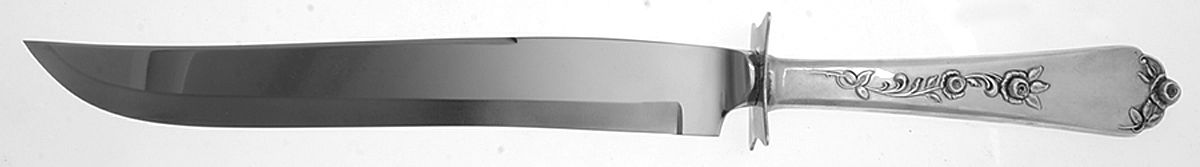 Sterling Rose (Sterling, 1955) Large Carving/Roast Knife StnlBl w/Sterling Guard by Wallace Silver-1
