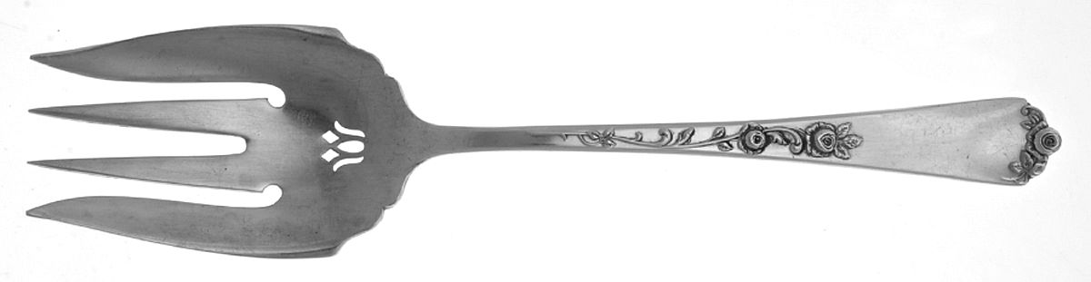 Sterling Rose (Sterling, 1955) Solid Salad Serving Fork by Wallace Silver-1
