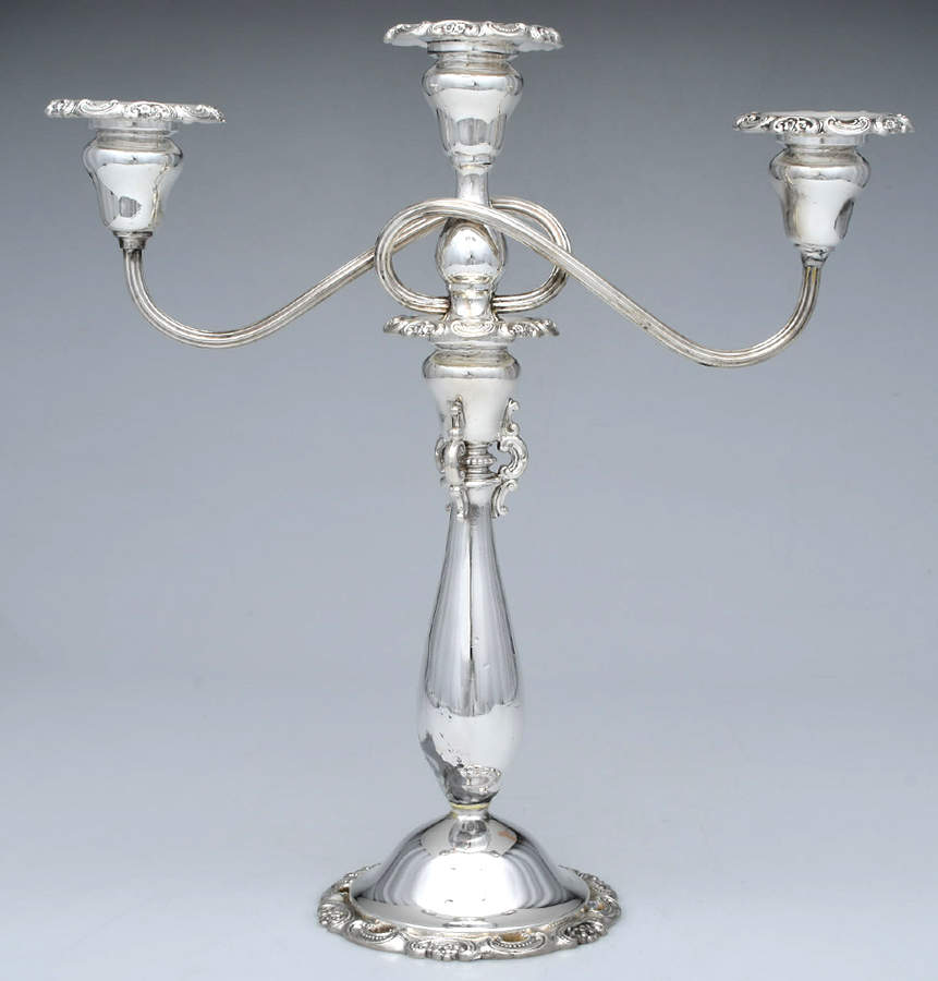 Baroque (Silverplate, Hollowware, Older) 13" 3 Light Candelabra by Wallace Silver-1