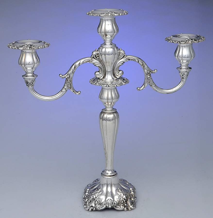 Baroque (Silverplate, Hollowware, Older) Large 3 Light Candelabra by Wallace Silver-1