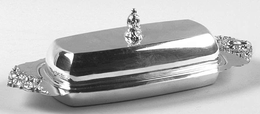 Baroque (Silverplate, Hollowware, Older) 1/4lb Covered Butter with Liner by Wallace Silver-1