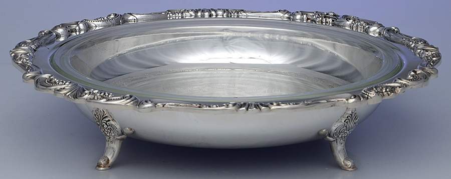 Baroque (Silverplate, Hollowware, Older) Pie Plate & Glass Liner by Wallace Silver-1