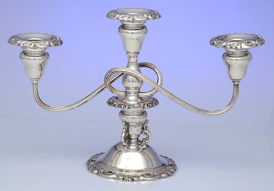Baroque (Silverplate, Hollowware, Older) Small 3-Light Candelabra by Wallace Silver-1