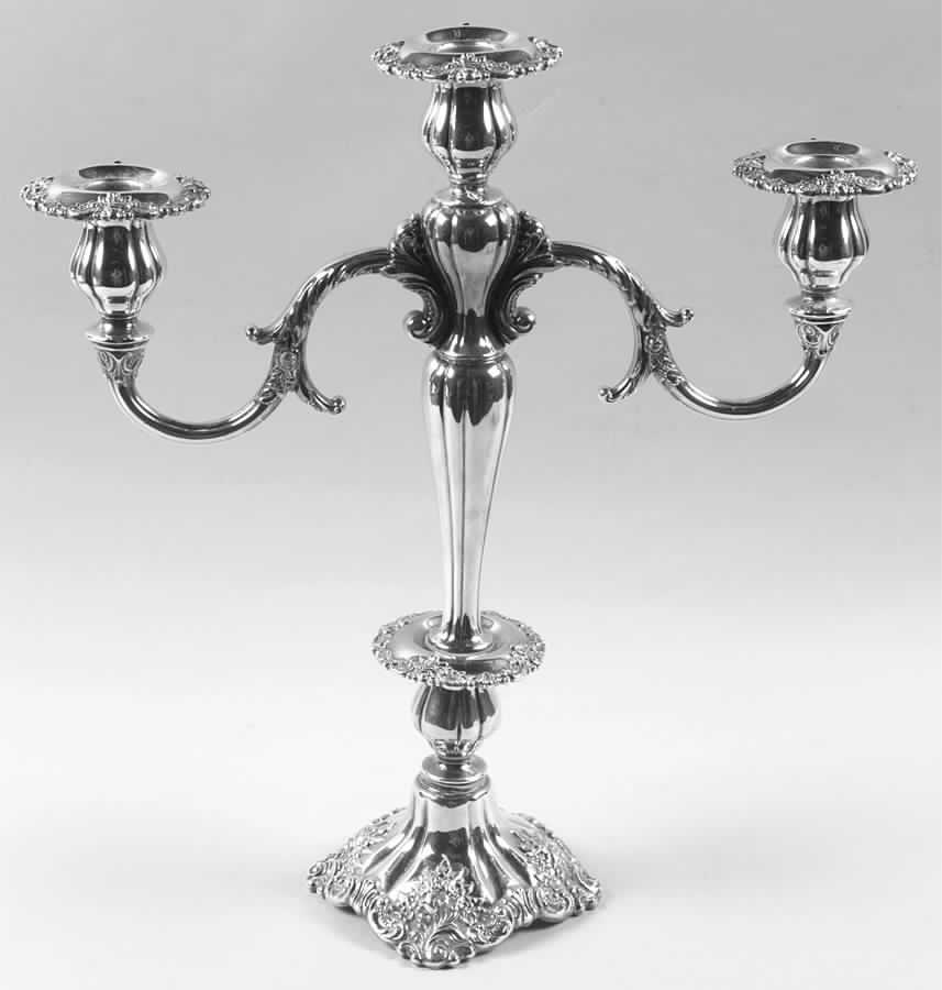 Baroque (Silverplate, Hollowware, Older) Large 3 Light Candelabra by Wallace Silver-1