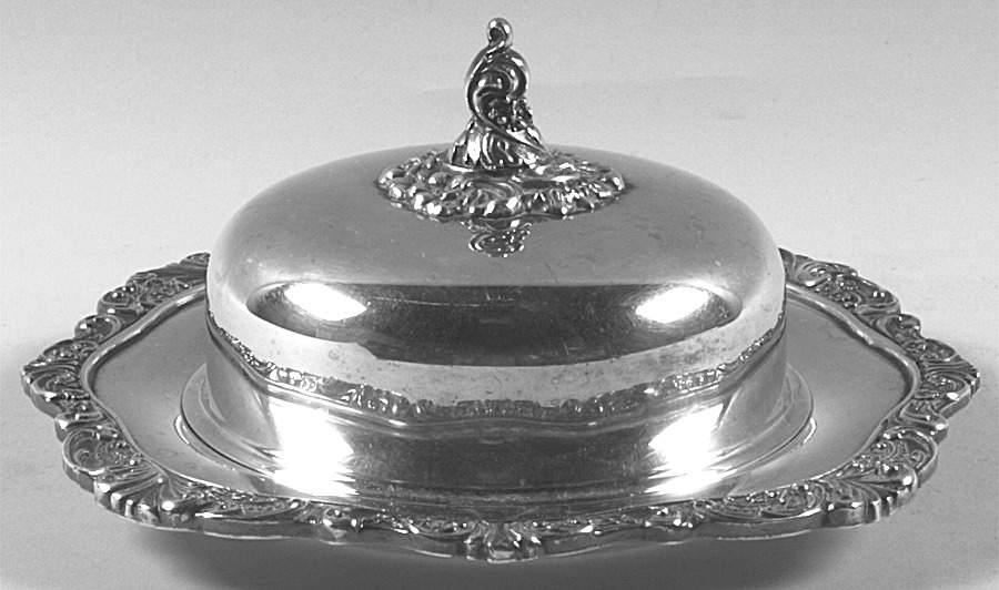 Baroque (Silverplate, Hollowware, Older) Round Covered Butter No Glass Liner by Wallace Silver-1