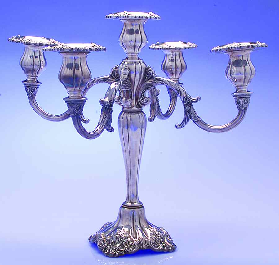 Baroque (Silverplate, Hollowware, Older) Medium 5-Light Candelabra by Wallace Silver-1