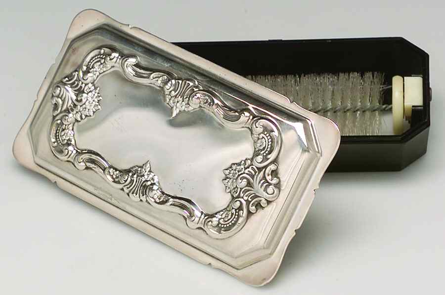 Baroque (Silverplate, Hollowware, Older) Black Plastic Table Butler W/Silverplate Top by Wallace Silver-1