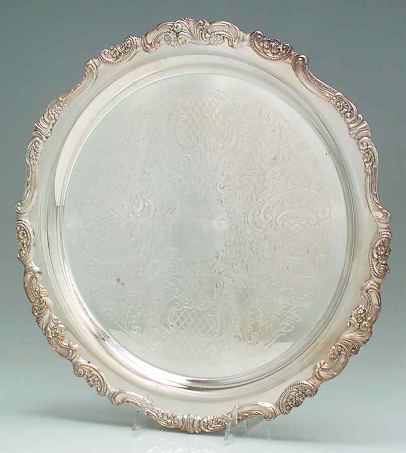 Baroque (Silverplate, Hollowware, Older) Round Silverplate Tray by Wallace Silver-1