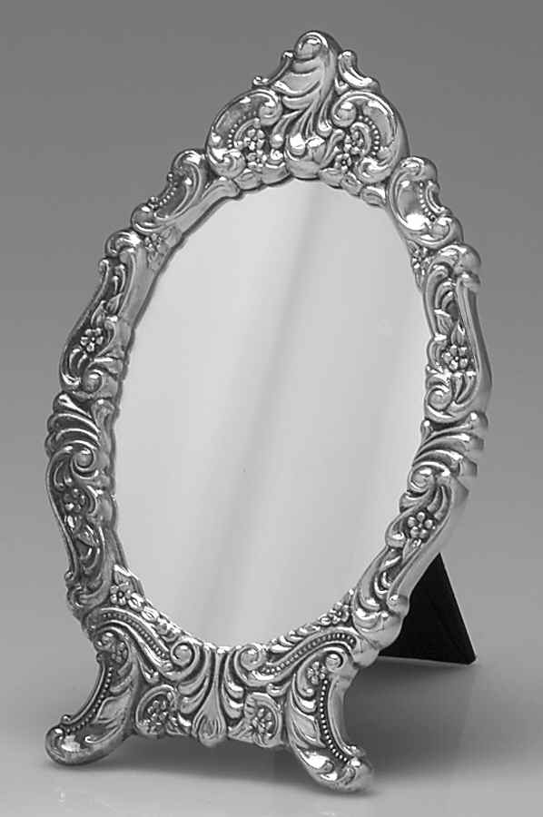 Baroque (Silverplate, Hollowware, Older) 7" x 4" Oval Standing Mirror by Wallace Silver-1