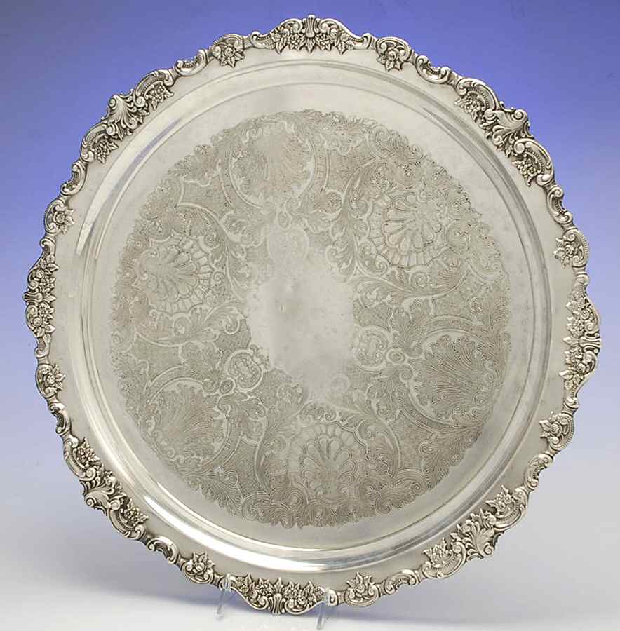 Baroque (Silverplate, Hollowware, Older) Round Tray For Punch Bowl by Wallace Silver-1