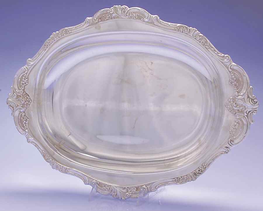 Baroque (Silverplate, Hollowware, Older) Medium Plated Meat Platter No Well by Wallace Silver-1