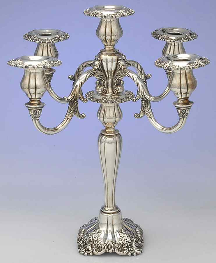 Baroque (Silverplate, Hollowware, Older) Large 5-Light Candelabra by Wallace Silver-1