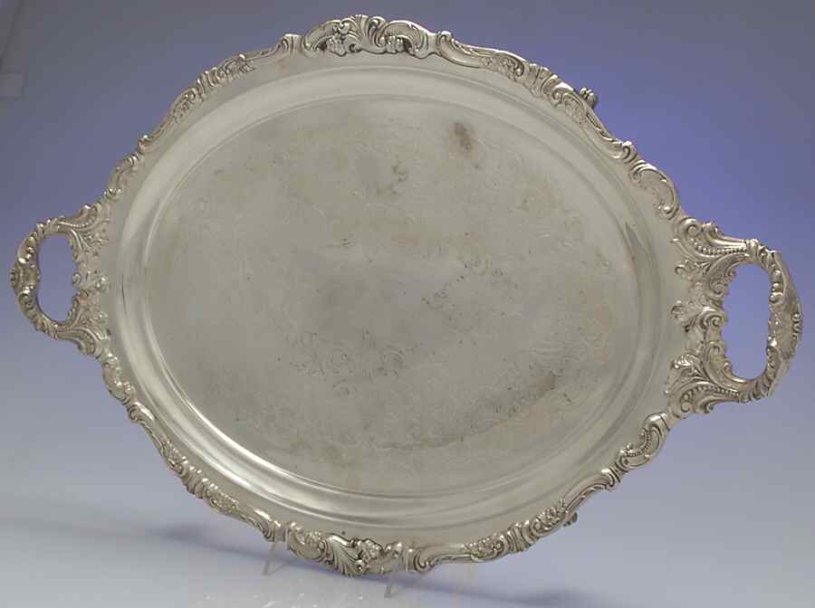 Baroque (Silverplate, Hollowware, Older) Medium Footed Waiter Tray by Wallace Silver-1
