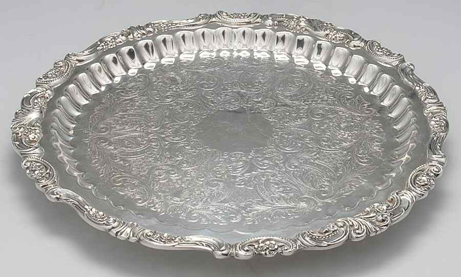 Baroque (Silverplate, Hollowware, Older) 13" Round Footed Tray by Wallace Silver-1