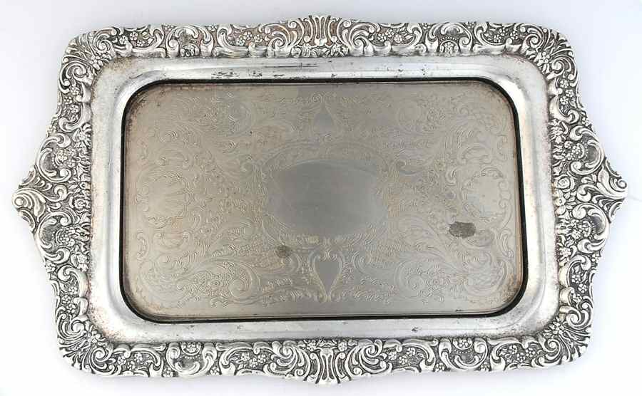 Baroque (Silverplate, Hollowware, Older) Dresser Tray & Glass Liner by Wallace Silver-1