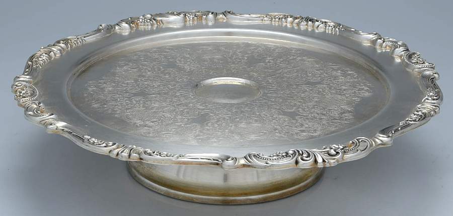 Baroque (Silverplate, Hollowware, Older) 13" Diameter Pedestal Cake Stand by Wallace Silver-1