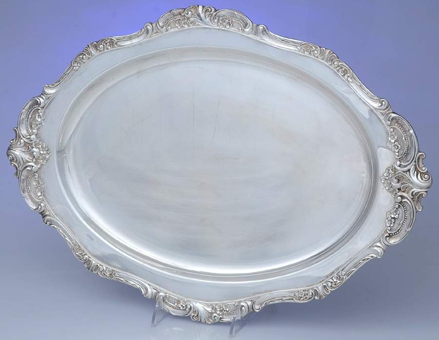Baroque (Silverplate, Hollowware, Older) Medium Plated Meat Platter No Well by Wallace Silver-1