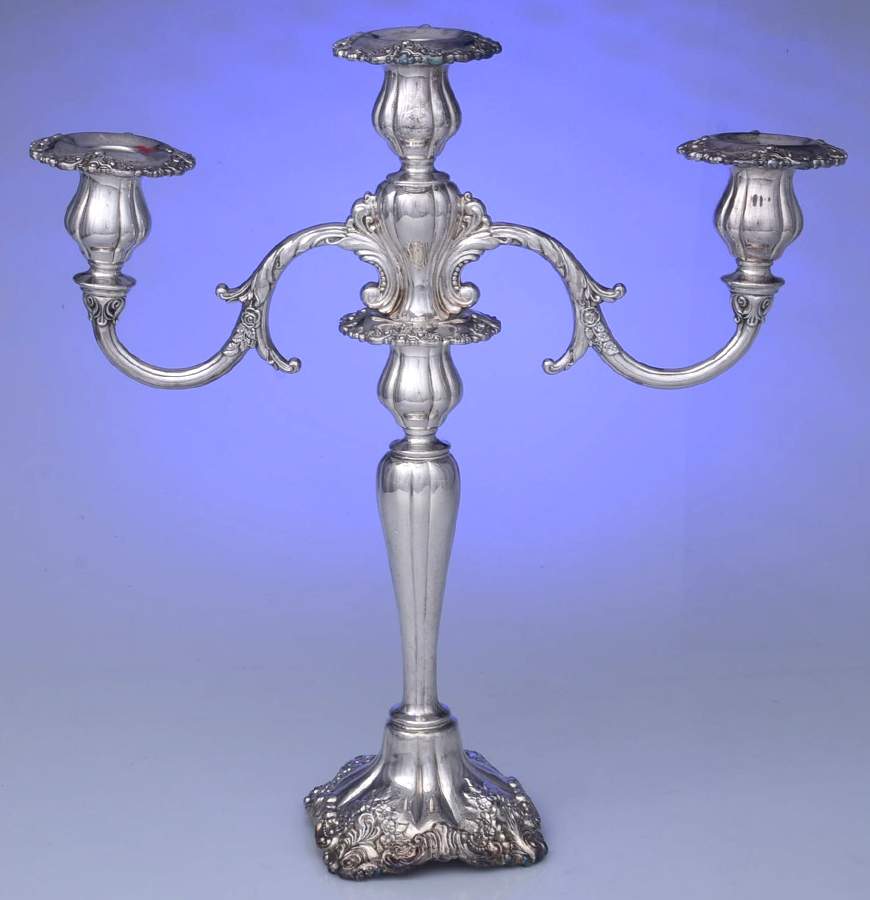 Baroque (Silverplate, Hollowware, Older) Large 3 Light Candelabra by Wallace Silver-1