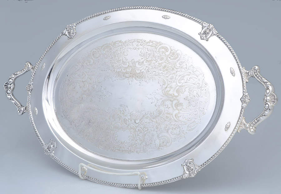 Rose Point (6702, Silverplate, Hollowware) Large Silverplate Waiter Tray by Wallace Silver-1