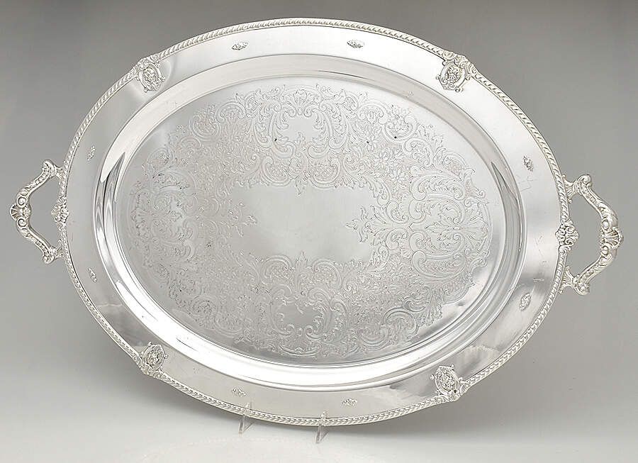 Rose Point (6702, Silverplate, Hollowware) Large Silverplate Waiter Tray by Wallace Silver-1