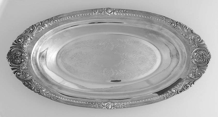 Rose Point (6702, Silverplate, Hollowware) 13" Bread Tray by Wallace Silver-1