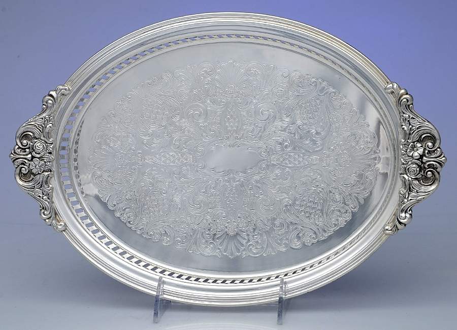 Rose Point (6702, Silverplate, Hollowware) 13" Gallery Tray by Wallace Silver-1