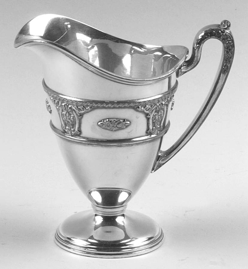 Rose Point (6702, Silverplate, Hollowware) Creamer by Wallace Silver-1