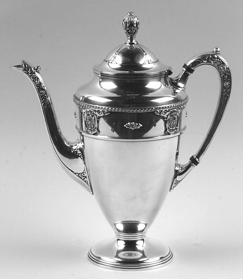 Rose Point (6702, Silverplate, Hollowware) Silverplate Coffee Pot by Wallace Silver-1