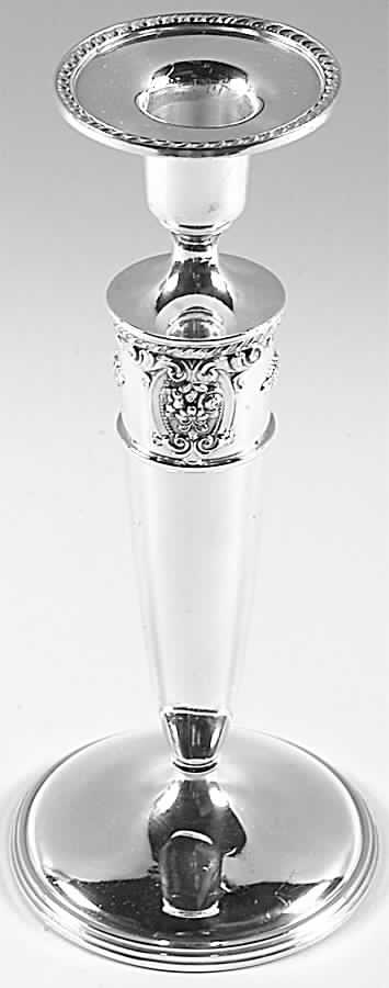 Rose Point (6702, Silverplate, Hollowware) Silverplate Candlestick by Wallace Silver-1