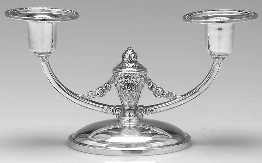 Rose Point (6702, Silverplate, Hollowware) Small Plated 2-Light Candelabra by Wallace Silver-1