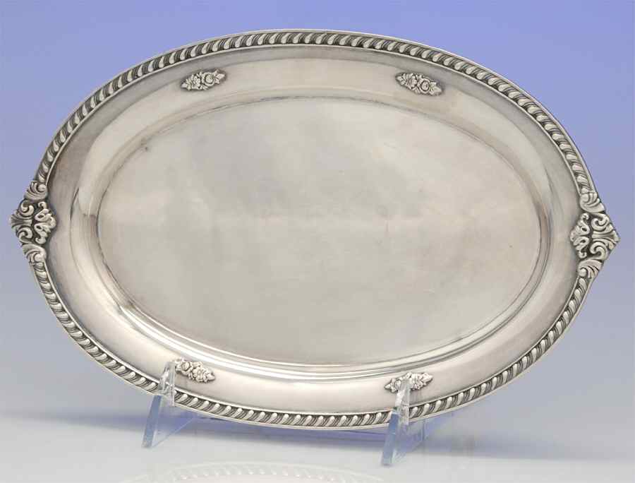 Rose Point (6702, Silverplate, Hollowware) Silverplate Tray (for Creamer and Sugar Set) by Wallace Silver-1