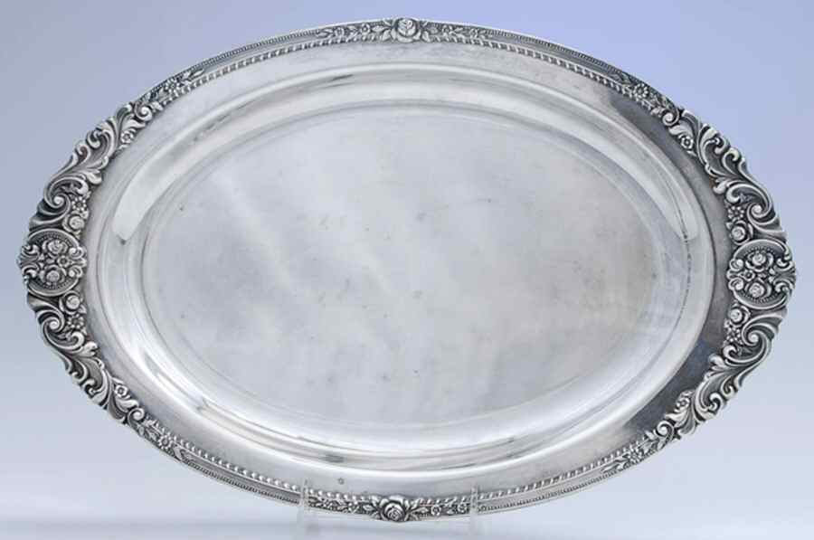 Rose Point (6702, Silverplate, Hollowware) Medium Plated Meat Platter No Well by Wallace Silver-1