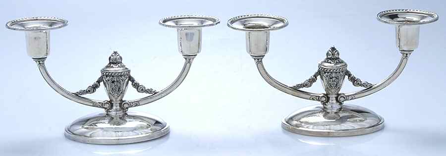 Rose Point (6702, Silverplate, Hollowware) Pair of 2 Light Candelabra by Wallace Silver-1