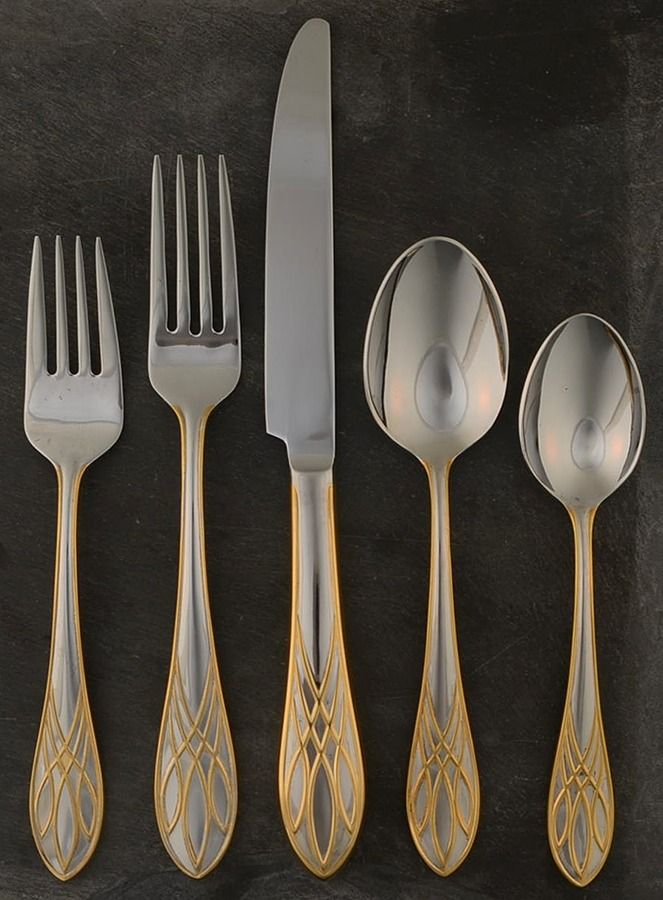 Lismore Gold (Stainless, Gold Accent) 5 Piece Place Setting by Waterford-1