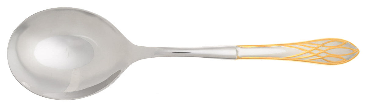 Lismore Gold (Stainless, Gold Accent) Casserole Spoon with Smooth Stainless Bowl HC by Waterford-1