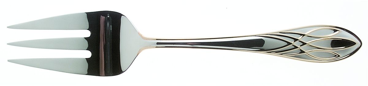 Lismore Gold (Stainless, Gold Accent) Large Solid Cold Meat Serving Fork by Waterford-1