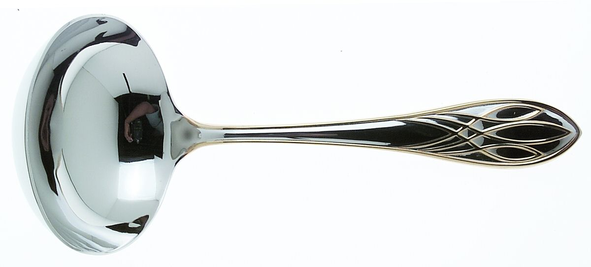 Lismore Gold (Stainless, Gold Accent) Solid Gravy Ladle by Waterford-1