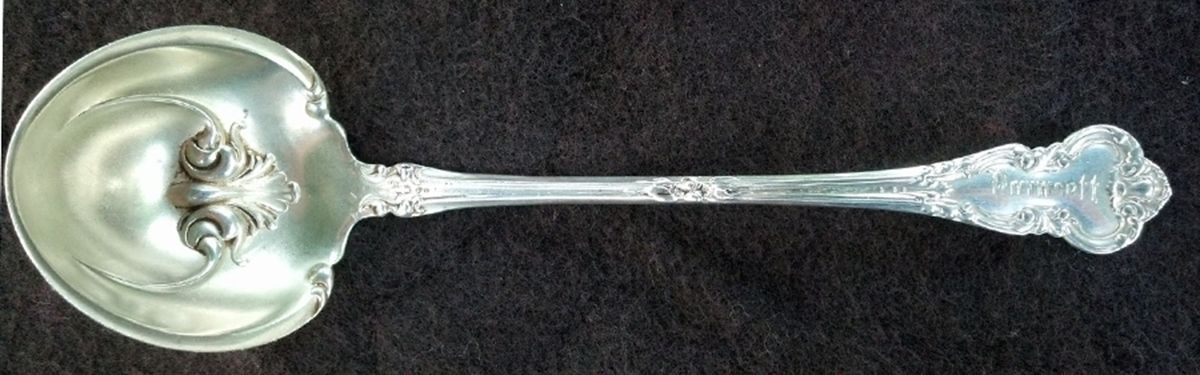 Lombardy (Sterling) Monogramed Solid Piece Cream Ladle by Wendell-1