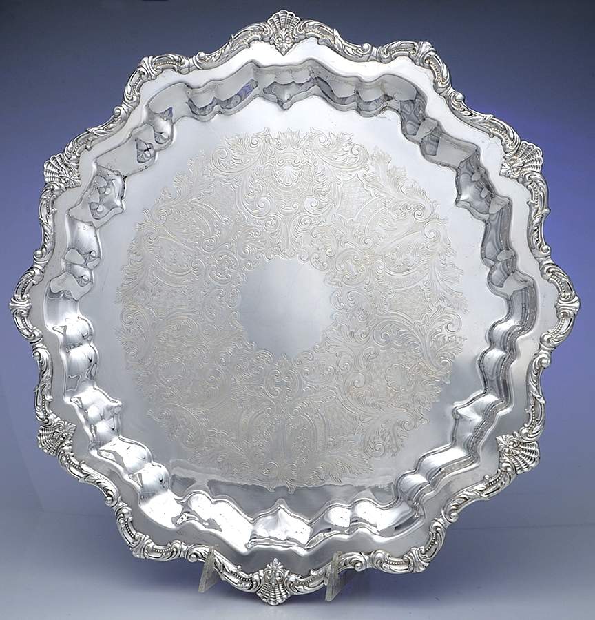 Waverly (Silverplate, Hollowware) Large Round Silverplate Tray by Wallace Silver-1