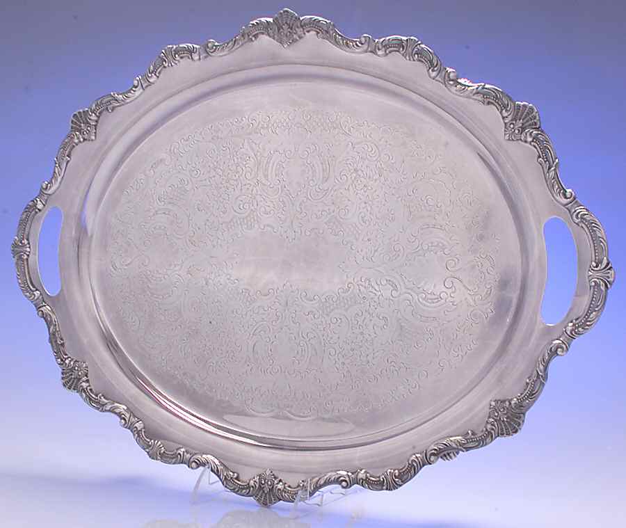 Waverly (Silverplate, Hollowware) Large Footed Waiter Tray by Wallace Silver-1