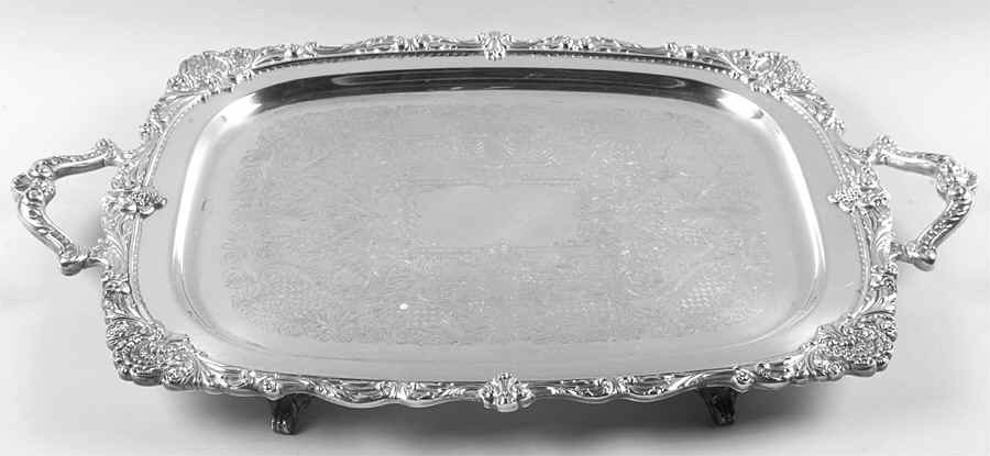 Christopher Wren (Silverplate, Hollowware) Medium Footed Waiter Tray by Wallace Silver-1
