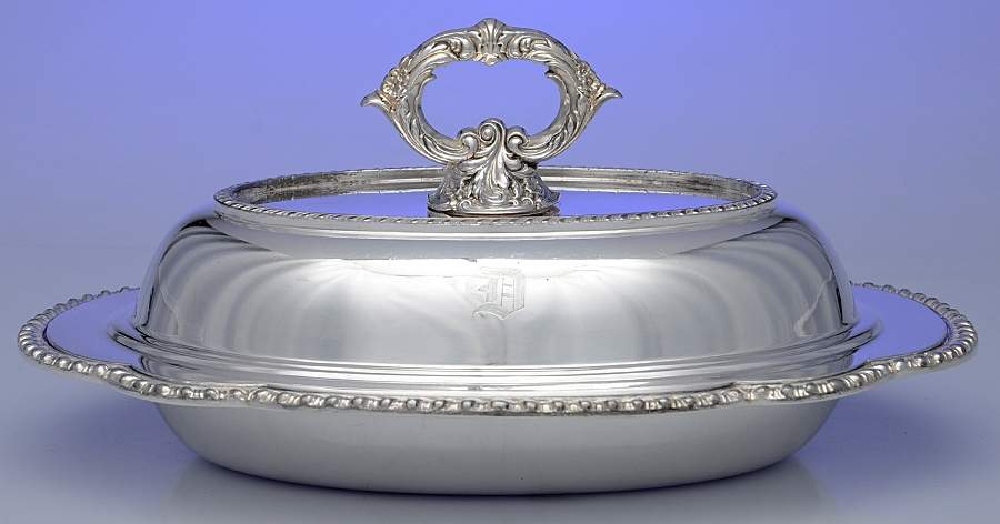 Castledon (Silverplate Hollowware) 12" Oval Double Vegetable by Wallace Silver-1