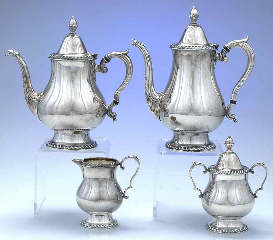 Castledon (Silverplate Hollowware) (4 Piece) Silverplate Tea Set by Wallace Silver-1