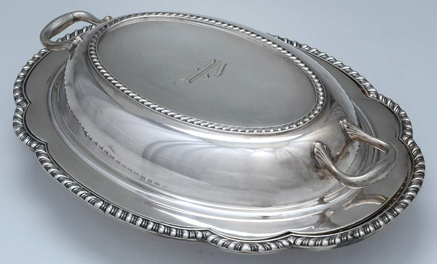 Castledon (Silverplate Hollowware) 12" Oval Double Vegetable by Wallace Silver-1