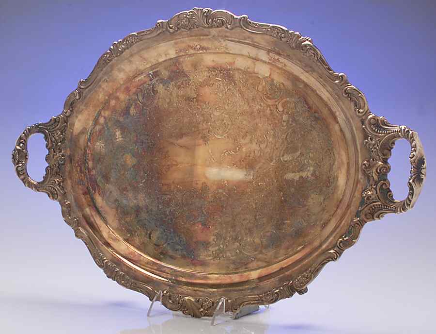 Baroque Gold (Gold Electroplate) Hollowware) Medium Footed Waiter Tray by Wallace Silver-1