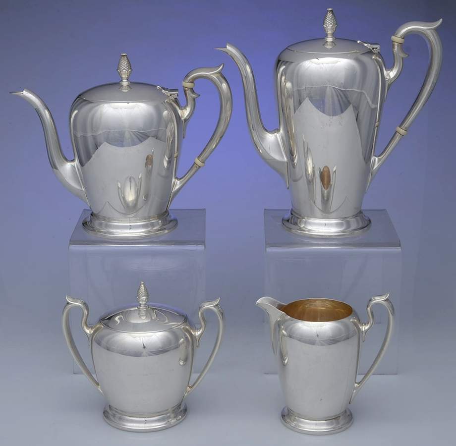 Late Colonial (Sterling Hollowware) 4 Piece Tea Set (SCP, STP, SCR, SSU) by Watson-1
