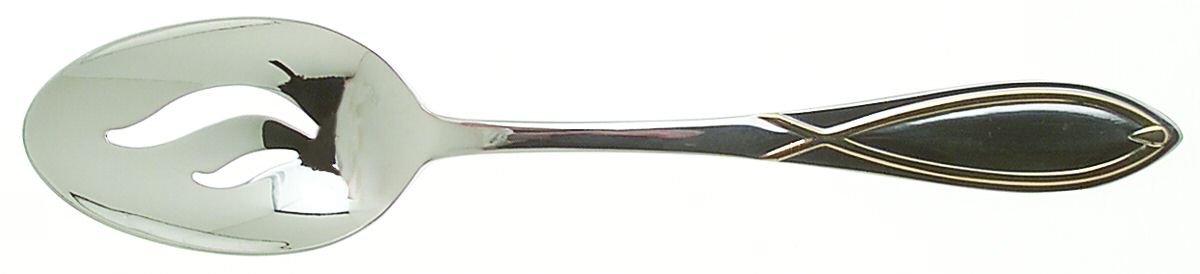 Gold Vista (Stainless, Gold Acct) Pierced Tablespoon (Serving Spoon) by Wallace Silver-1