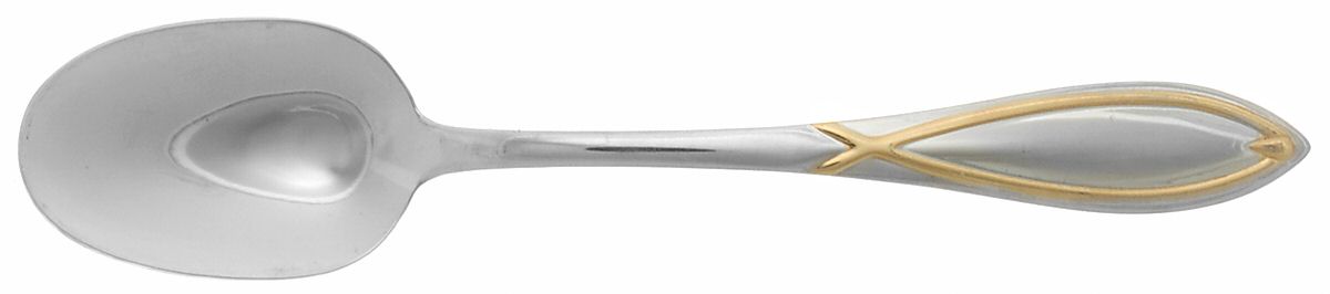 Gold Vista (Stainless, Gold Acct) Place/Oval Soup Spoon by Wallace Silver-1