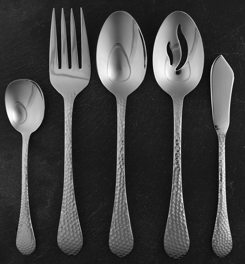 Colonial Hammered (Stainless) 5 Piece Hostess Set by Wallace Silver-1