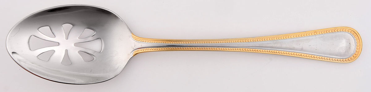 Gold Royal Bead (Stainless) Pierced Tablespoon (Serving Spoon) by Wallace Silver-1